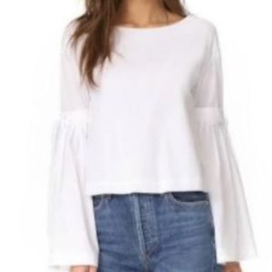 Free People White So Obviously Yours Bell Sleeve Top Size: XS